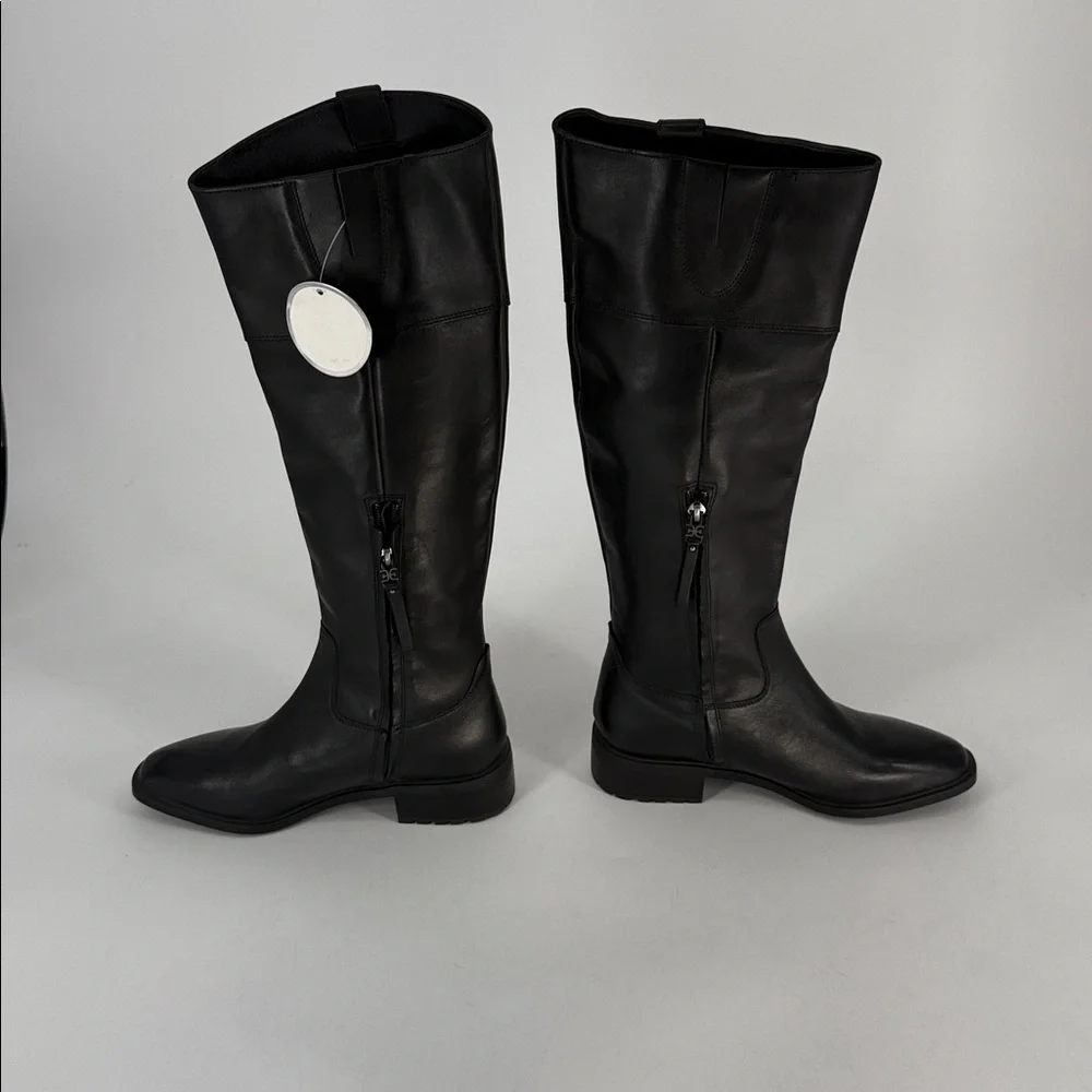 Sam Edelman Drina Tall Shaft Boots Black Women Zip, Square Toe Sz 7